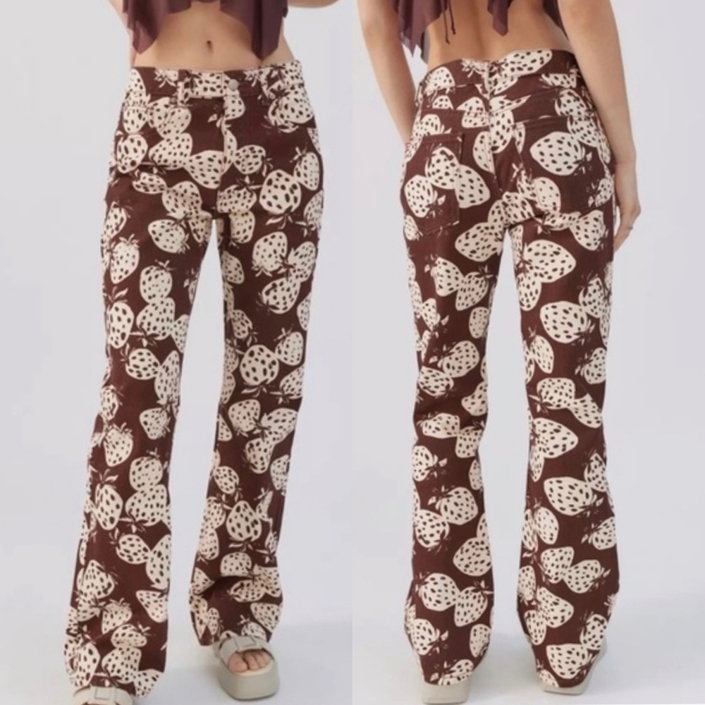 BDG Brown & Cream Strawberry Printed Bootcut Jeans